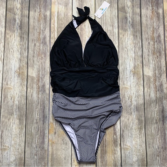 Beachsissi Swim Nwt Beachsissi Swimsuit Ruched Halter Strap One